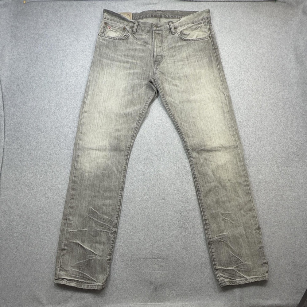 Polo Ralph Lauren Jeans Mens 34x32 Gray Varick Slim Straight Ash Grey Selvedge